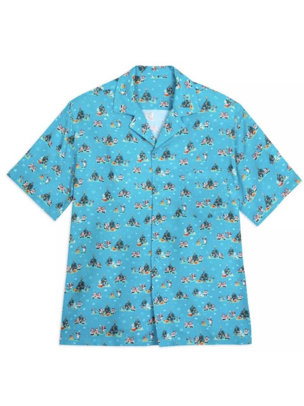 NWT Disney Parks Christmas Holiday Santa Mickey Mouse Friends Camp Shirt Large